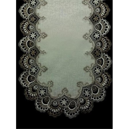 SINOBRITE Sinobrite H8139-FF Cocoa Lace Oval Runner; 16 x 36 in. H8139/FF(16x36)